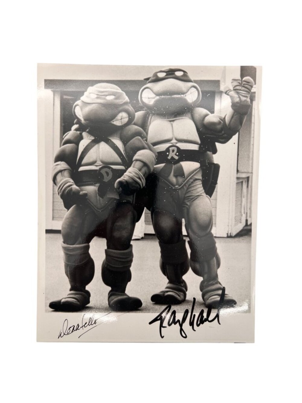 Teenage Mutant Ninja Turtles Donatello & Raphael Autographed Black & White Photo